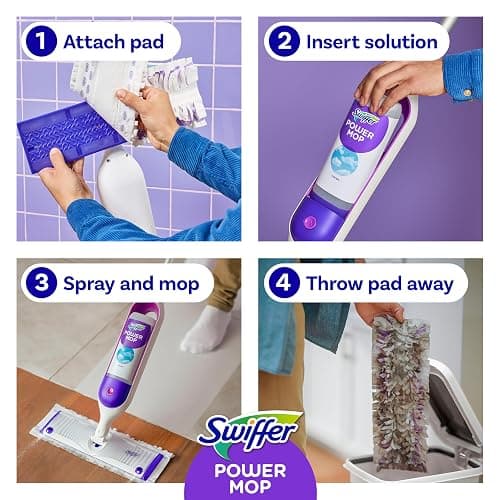Swiffer PowerMop Multi-Surface Mop Kit for Floor Cleaning, Includes PowerMop, 2 Mopping Pad Refills, 1 Cleaning Solution with Fresh Scent and 2 Batteries thumbnail 8
