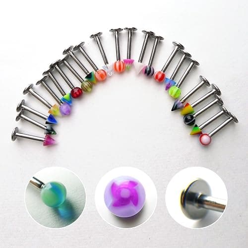 Groupcow 100pcs Stainless Steel Labret Lip Bar Ring Body Piercing Barbell Jewelry Ball thumbnail 2