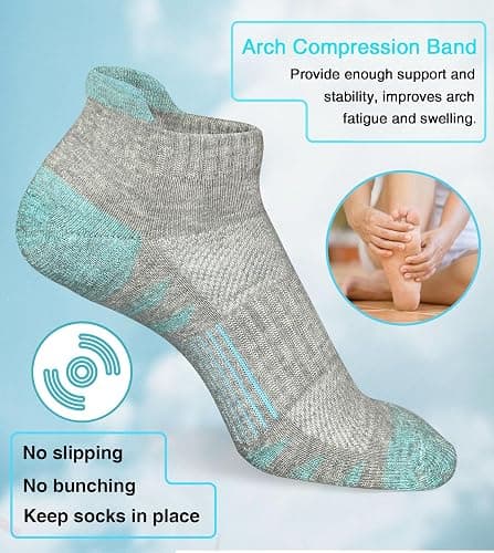 Heyoboy Womens Ankle Anti-blister Thick Cushioned Wicking Odor Resist Athletic Running Socks 5 Pairs thumbnail 6