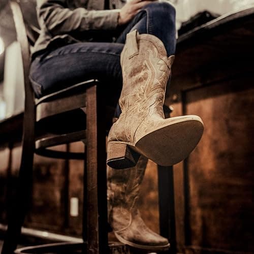 HISEA Rollda Cowboy Boots for Women, Cowgirl Boots, Comfortable Western Boots with Pointed Toe Stitched Embroidery for Country Concert Dancing Wedding Traveling Daily Outfits thumbnail 8