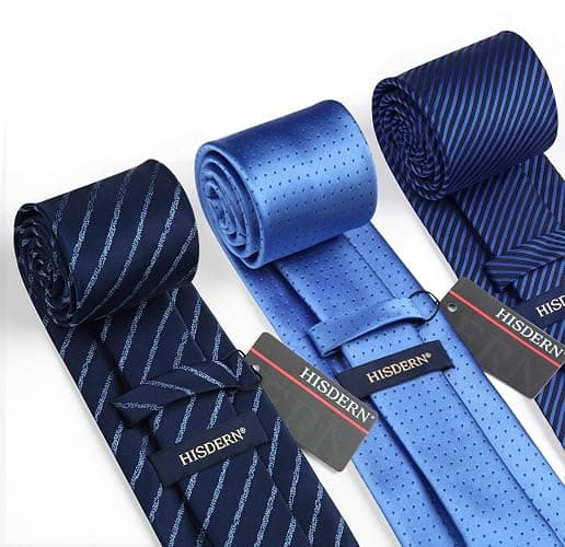 HISDERN Mens Ties Set Collection Tie and Pocket Square Lot 3 Pcs Formal Business Neckties present Box Wedding Necktie thumbnail 7