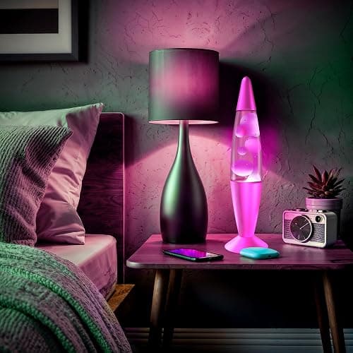 JAMBO 16" Beautiful Lamp- Pink with White/Pink Wax, Relaxing Liquid Light, Night Light Nightlight, Home Decor Living Room Office Bedroom Lamp for Adults Teens Kids, Magma Motion thumbnail 5