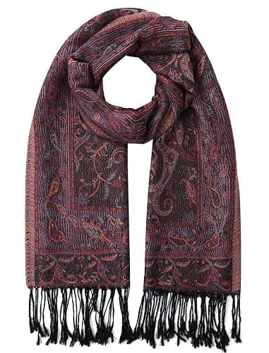 Umjetnost Womens Soft Silky Pashmina Rave Scarf Paisley Pattern Pashmina Shawl Wrap with Fringes - Image 1