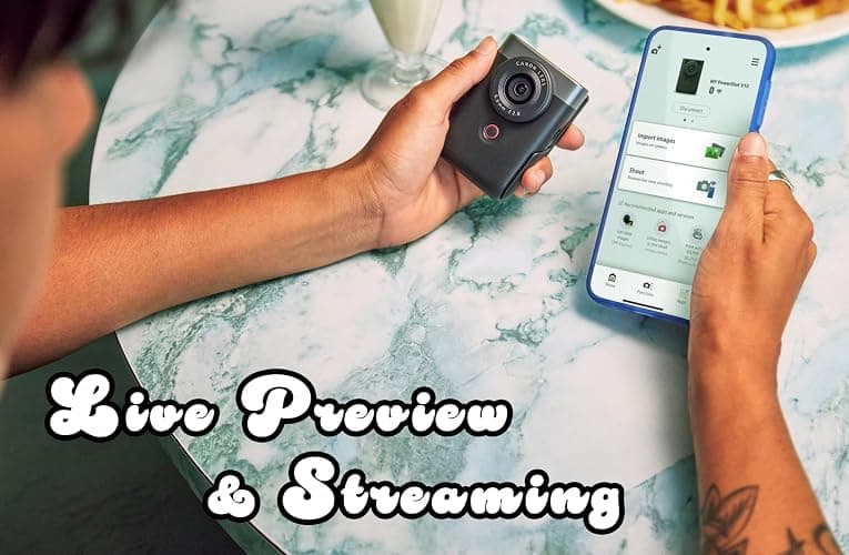Canon PowerShot V10 Camera, Content Creator Compact Vlogging Camera, Fixed 19mm Wide-Angle Lens, 4K Video, Face Detection, Built-in Microphone, Live Streaming, Built-in Stand, Black thumbnail 6