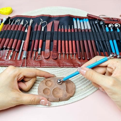 48PCS Pottery Tools Kit for Sculpting, Clay Carving Tools, Ceramic Tools for Polymer Clay, Modeling, Trimming, Molding, Shaping, Pottery Kiln, Arts Crafts Supplies, Adults, Students, Beginners, Pros thumbnail 8