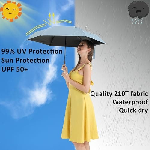 BAODINI Small UV Protection Travel Umbrella Compact for Rain and Sun UPF 50+ Windproof Portable 42 inch Umbrella for Women and Men thumbnail 2