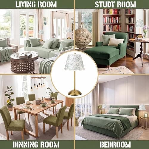 Grinsvalley Green Floral Wedding Cordless Table Lamps Rechargeable, LED Desk Lamp, 3 Colors Smooth Dimming, Portable Table Decor for Dining, Bridal Shower, Outdoor thumbnail 6