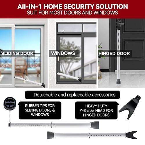 AceMining Upgraded Door Security Bar & Sliding Patio Bar, Heavy Duty Stoppers Adjustable Jammer for Home, Apartment, Travel (1 Pack,White) thumbnail 2
