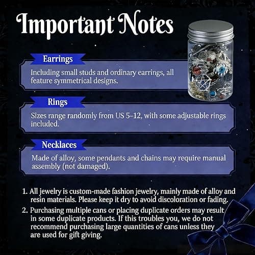 Eichopmen Mystery Jewelry Jar Set 33-35 Pcs Surprise Jewelry Box for Women | Includes Necklaces, Earrings, Rings and Bracelets, Alternative Fashion Romantic Present for Her, Halloween&Christmas day thumbnail 9