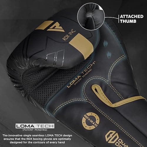 RDX Boxing Gloves, Pro Training Sparring, Maya Hide Leather, Muay Thai MMA Kickboxing, Men Women Adult, Heavy Punching Bag Focus Mitts Pads Workout, Ventilated Palm, Multi Layered, 8 10 12 14 16 18 Oz thumbnail 5