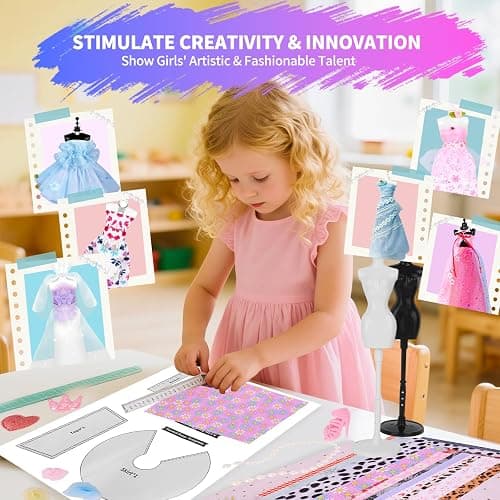 1000+ PCS Fashion Designer Kits for Girls, Kids Sewing Kit with 4 Mannequins, DIY Doll Clothes Dress Making Kit, Arts and Craft Kits for Kids Teen Girls Birthday Gift Present Age 6 7 8 9 10 11 12+ thumbnail 3