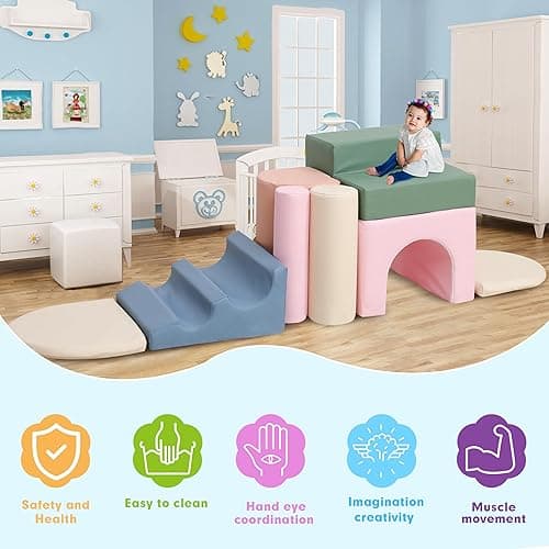 CYacan 8-Piece Foam Climbing Blocks for Toddlers 1-3,PU Toddler Climbing Toys Indoor,Soft Play Climbing for Toddlers,Baby Toddler Kids Foam Climbing Blocks,Foam Soft Play Set,Foam Play Gym thumbnail 5