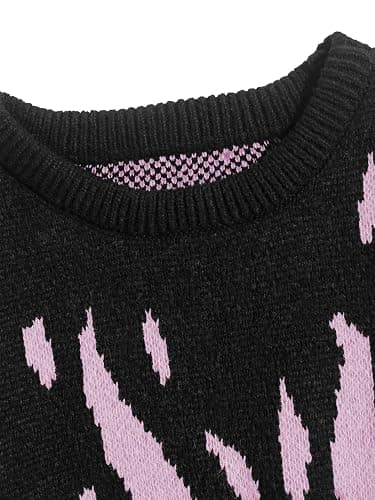 ZAFUL Men's Oversized Sweater Y2K Aesthetic Flame Graphic Crewneck Knit Pullover Unisex Casual Sweaters thumbnail 3