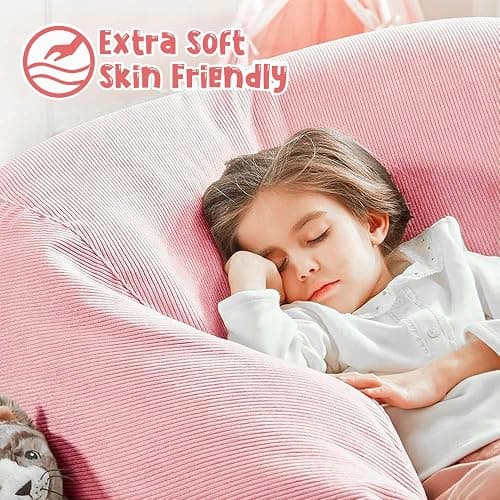 Nobildonna 2.5 ft Bean Bag Chair Cover,Pink 200L | No Filler Washable Stuffed Animal Storage Beanbag Chair Cover 74" Extra Large Opening Premium Corduroy Bean Bag Cover thumbnail 5