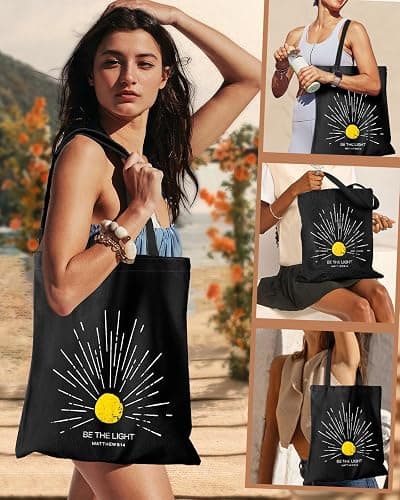 Miss Adola Aesthetic Canvas Tote Bag with Inner Pocket for Women, Cloth Cotton Totes Bag with Pattern for Shopping, Gym thumbnail 6