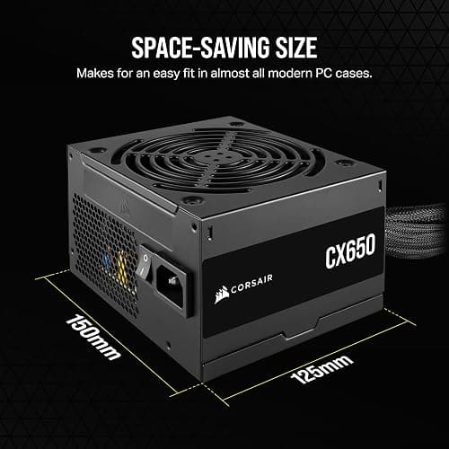 CORSAIR CX650 80 PLUS Bronze Non Modular Low-Noise ATX 650 Watt Power Supply - UK - Black thumbnail 5