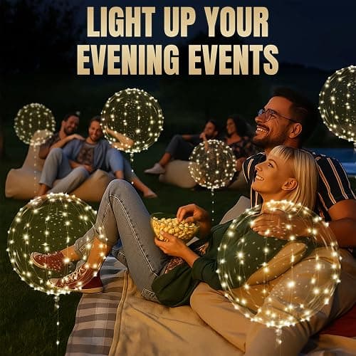 Light Up Balloons 10 Pack, 18 Inch Clear Balloons with LED Lights | Reusable Glow Decor with a String Light and Switch Inside Every Piece - Bright Accents for Weddings, Birthdays, Party Nights thumbnail 8