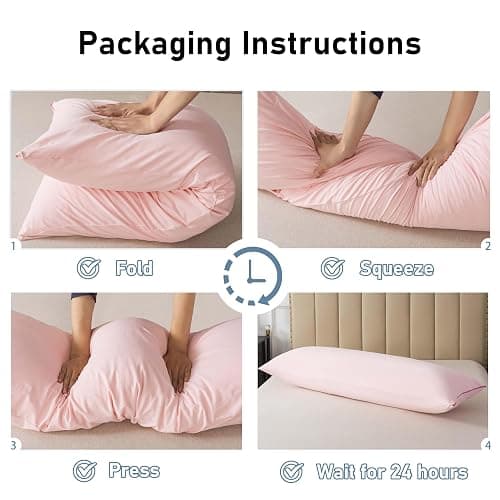 WhatsBedding Memory Foam Body Pillow with Removable Zippered Pillow Case - Pink thumbnail 7