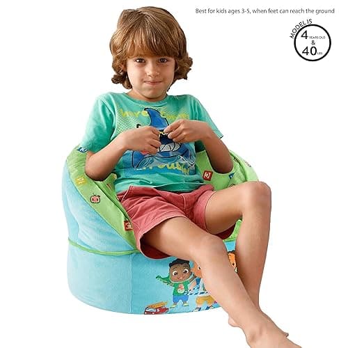 Idea Nuova Cocomelon Blue Round Bean Bag Chair for Kids, Ages 3+, Large thumbnail 8
