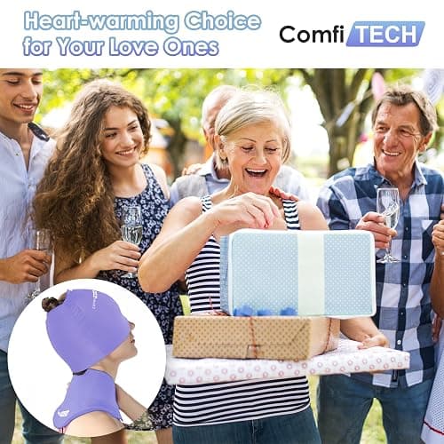 ComfiTECH Cold Cap and Neck Ice Pack Wrap Gel Combo, Care Package for Head and Cervical, Lavender thumbnail 5