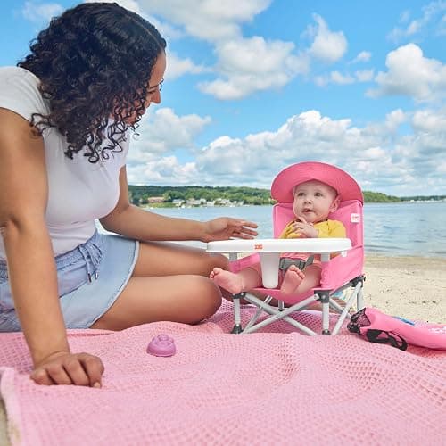 Bright Starts Pop 'N Sit Portable Booster, Indoor/Outdoor Use, Floor Seat with Feeding Tray, Pink, 6 Mos - 3 Yrs thumbnail 14