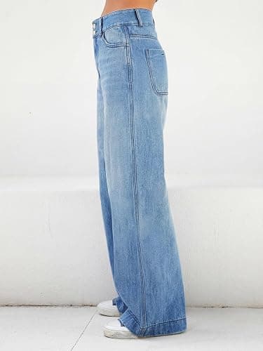 EMMIOL Women's 2026 Wide Leg Jeans Distress Mid Waist Denim Pants Vintage Y2K Trousers thumbnail 3