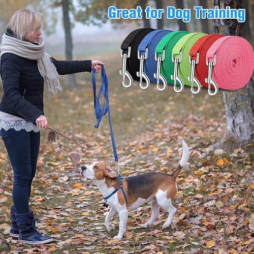 12 Pieces Long Training Leash for Dogs Bulk Nylon Puppy Chain Leash for Small Medium Large Dogs 3/4 Inch Puppy Traction Rope for Training Playing Camping Backyard (5 Feet) thumbnail 6