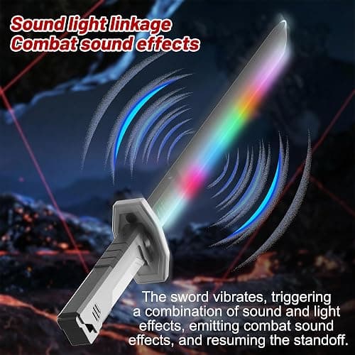 LED Light Up Sword, 31.5" Spark Sword with Mist/Fog, Motion-Activated Sound & Color Changing, USB-C Rechargeable Cosplay Sword Prop for Rave, Halloween & Parties, Adults & Kids thumbnail 7