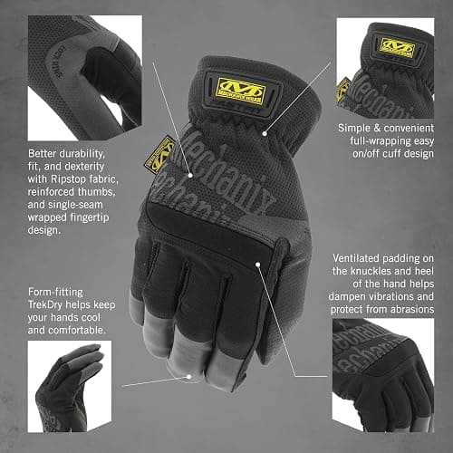 Mechanix Wear FastFit Work Gloves - Anti-Slip & Abrasion Resistant Heavy Duty Gloves - Touchscreen Compatible - Vibration Damping - Multipurpose Use - X-Large - Black thumbnail 3