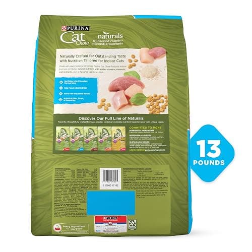 Purina Cat Chow Naturals Hairball, Indoor Dry Cat Food, 13 lb Bag | Healthy weight cat food with real turkey and chicken, a natural fiber blend helps control hairballs, for indoor cats thumbnail 9