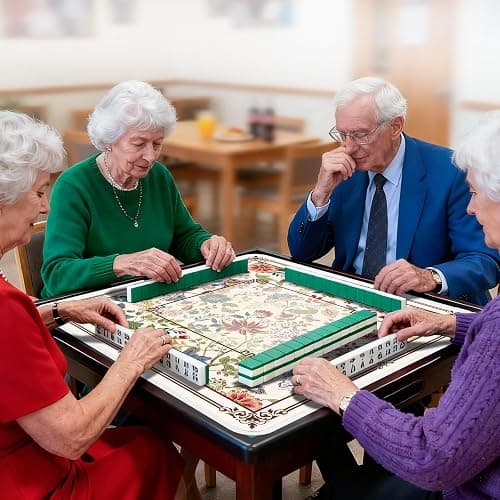 HEIFAM Mahjong Mat for Table, Mahjong Table Mat Flower 31x 31In, Non-Slip Noise Reduction Mah Jong Mat with Carrying Bag, Game Table Cover for Mahjongs Poker Card Dominoes, Christmas Birthday Gift thumbnail 2