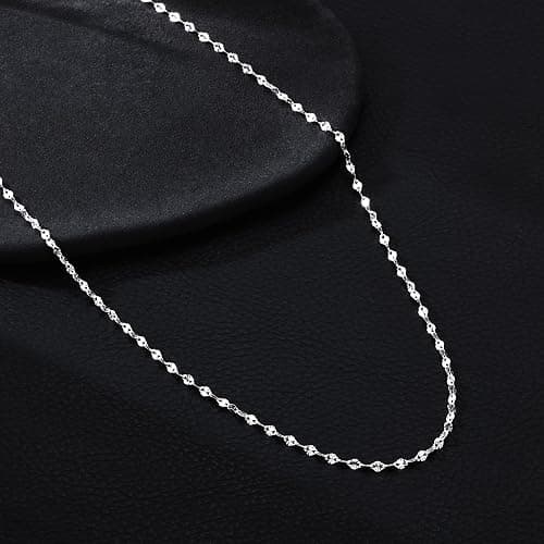 Carffordo 925 Sterling Silver Chain Necklace Link Chain Necklace for Women Simple Dainty 16K Gold Plated Necklace for Women Minimalist Waterproof Silver Necklace Trendy Jewelry Gifts thumbnail 7
