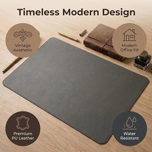 PIPRE Desk Mat, 22 x 30 cm, Premium Leather Mouse Mat, Non-Slip Table Mat, Desk Mat, Multifunctional Office Mousepad, Desk Accessories for Office and Home Office (Dunkelgrau) thumbnail 7