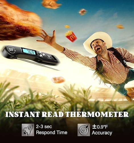 Meat Thermometers, DOQAUS Instant Read Food Thermometer for Cooking, Digital Kitchen Thermometer Probe with Backlight & Reversible Display, Wide Temperature Range for Turkey Grill BBQ Oven Candy thumbnail 3
