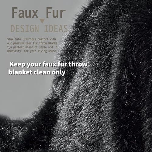 Luxury Fluffy Faux Fur Throw Blanket,Thick Fluffy Fuzzy Cozy Blanket,Plush Blankets for Couch, Sofa, Chair, Bed-Black,50x60 thumbnail 8