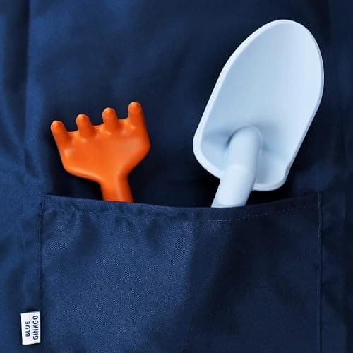 BLUE GINKGO Toddler Gardening Tools - Silicone Beach Toys, Garden Toys for Toddlers | Kids Shovel and Rake Set, Watering Can, Sand Molds | Outdoor Baby Gardening Set (Blue) thumbnail 4