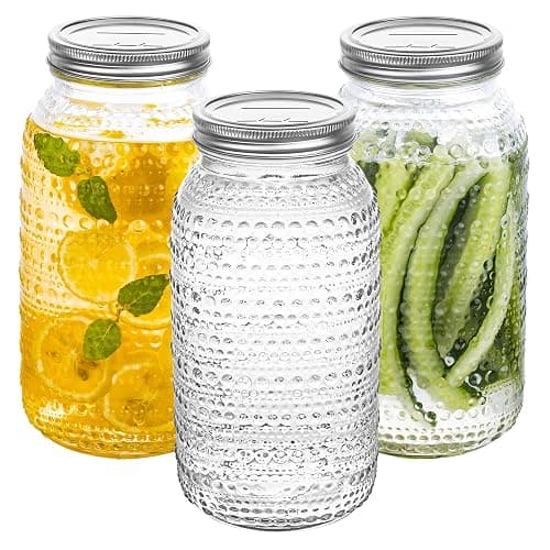 WACOI Mason Jars 64 Oz Wide Mouth with Lids 3 Pack, Large Half Gallon Glass Canning Jars for Fermenting, Pickling, Storing Food, Meal Prep, Salad Jam - Image 1