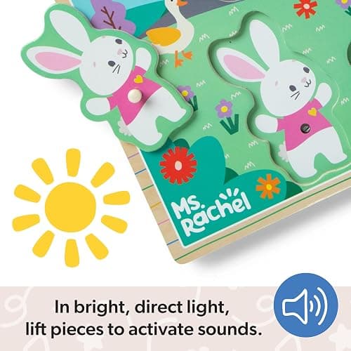Melissa & Doug® Ms. Rachel™ Wooden Song Peg Puzzle, 6-Piece Light-Activated Sound Puzzle with Full Songs, Toddler Toys for Boys and Girls Ages 2-5+ Years - FSC Certified thumbnail 4
