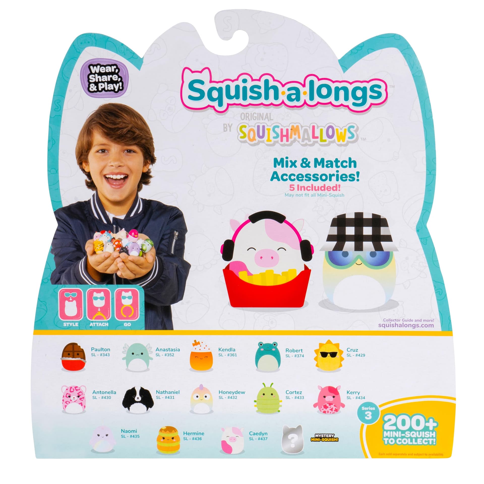 Squish-a-longs SQAL0031-14'lü paket, 14 x 2,5 cm mini quish 4 x aksesuar, 1 x halka ve 1 x koleksiyoncu kılavuzu (dalga 3, stil 1) - koleksiyon, değişim ve oyun thumbnail 4