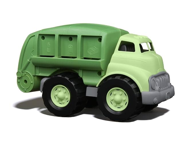 Green Toys Recycling Truck in Green Color - BPA and Phthalates Free Garbage Truck for Improving Gross Motor, Fine Motor Skills. Kids Play Vehicles - Image 1