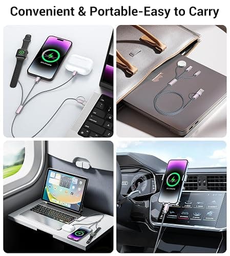 Temdan for Travel Essentials,3 in 2 USB C Cable for Apple Watch Charger/iPhone 17 Charger/Lightning,Multi Charging Cable Cord,Vacation Camping Essentials,Portable Designed for iWatch &iPhone 16-12-4FT thumbnail 3
