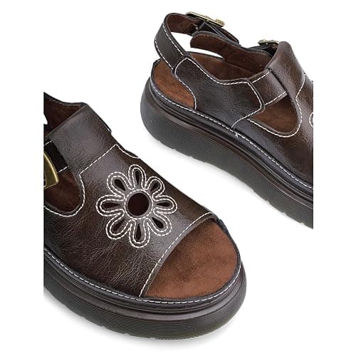 KIFIWUI Platform Sandals for Women Chunky Ankle Buckle Casual Open Toe Comfortable Flower Decoration Fisherman Sandals thumbnail 8
