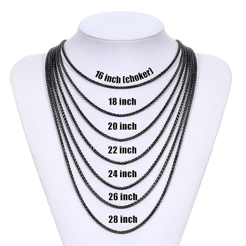 Fiusem Wheat Chains for Men and Women, Silver Tone/Black/14K Gold Plated | 2/2.5/3/4/5mm Stainless Steel Necklace Chain, Mens Necklace Jewelry Gift 16-28 Inch thumbnail 7
