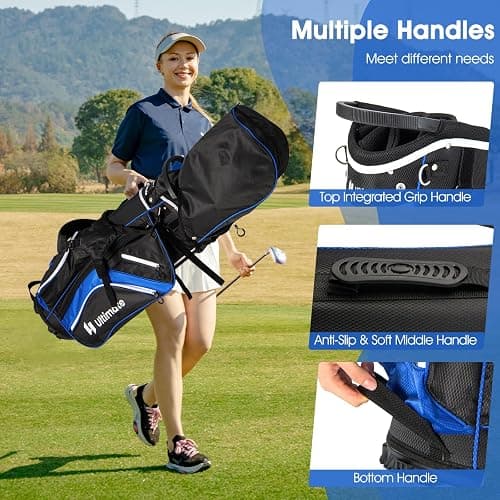 ULTIMATE 14-Way Golf Stand Bag, Portable Golf Bag w/ 6 Pockets,Cooler Bag & Waterproof Valuable Pocket, Rain Hood, Ergonomic Dual Strap System & Carrying Handles, 5 LBS Lightweight for Adults thumbnail 6