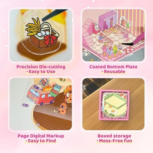 20 Sets 3D Sticker Scene Craft Kit –Adult Creative Relaxation Activity,Build Decorative Miniature House & Landscape Scenes with Reusable Stickers thumbnail 4