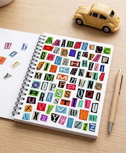 FZYJJJ 954Pcs 1inch Scrapbook Letter Stickers, Vintage Alphabet Stickers | Vintage magazine cutout letters, self-adhesive stickers perfect for scrapbook & diary DIY art projects Scrapbooking letters thumbnail 7