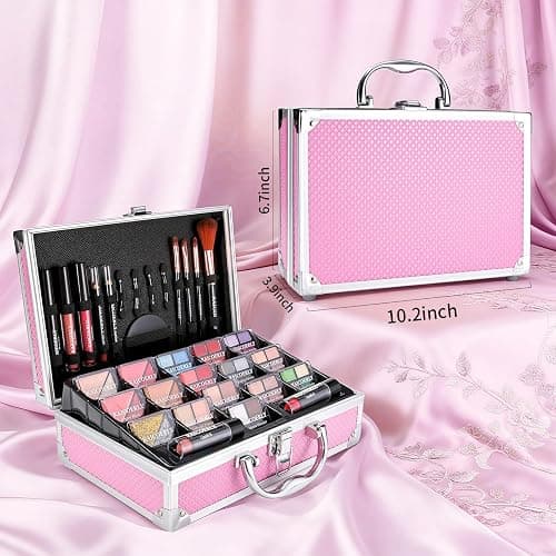 Makeup Kit for Women Girls, Fashionable Make Up Present Set for Beginners Professionals Traveler with Case, Makeup Essential with Eyeshadow Palette, Lip Gloss, Mascara,Foundation Face Primer(Pink) thumbnail 3