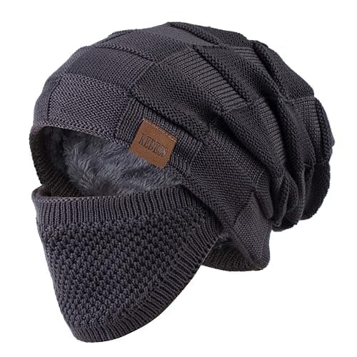 REDESS Beanie Hat for Men and Women Winter Warm Hats Knit Slouchy Thick Skull Cap with Face Cover - Image 1