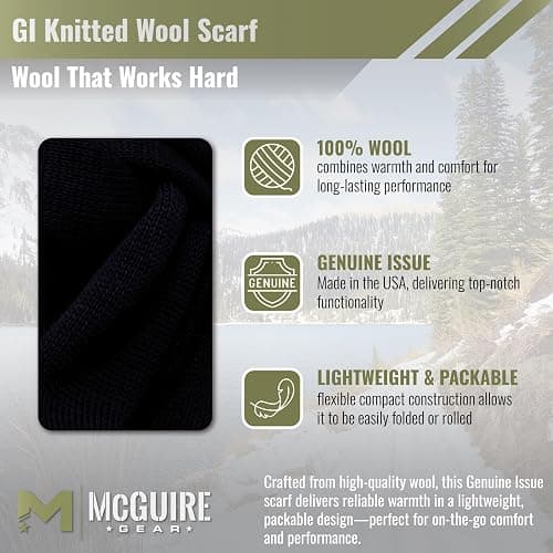 M MCGUIRE GEAR Genuine US Army Military GI 100% Wool Warm Winter Scarf, Made in USA thumbnail 2