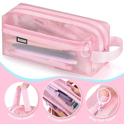 Asten 35 Pcs Aesthetic School Supplies, Clear Pencil Case with Pastel Pens and Highlighter, Mechanical Pencil 0.5 & 0.7 mm, 6-in-1 Multicolor Pen, Book Annotation Kit, College School Supplies for Girl thumbnail 5